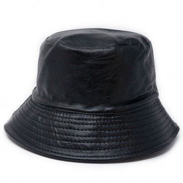 Cappello bucket ecopelle nero