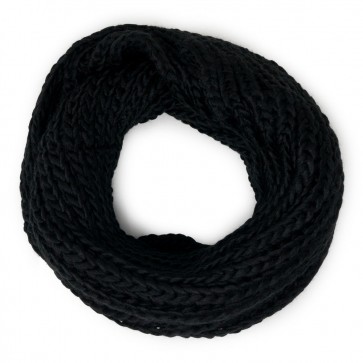 Sciarpa nera ad anello con maglia a trecce