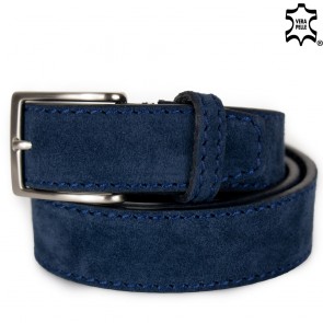 Cintura camoscio blu con impunture