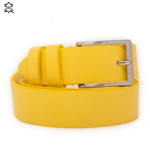 Cintura gialla in pelle 3,5cm