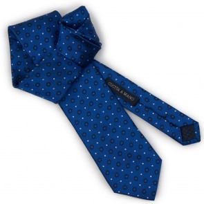 Cravatta blu da uomo con micro fantasia pois