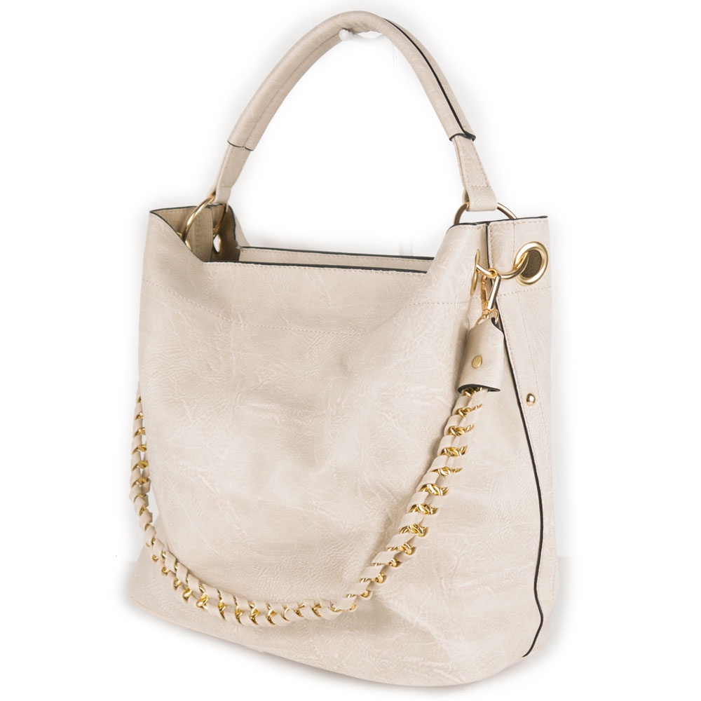 Borsa Donna Grande Beige A Spalla Con Tracolla Catena Capiente Da Lavoro Ufficio Ebay